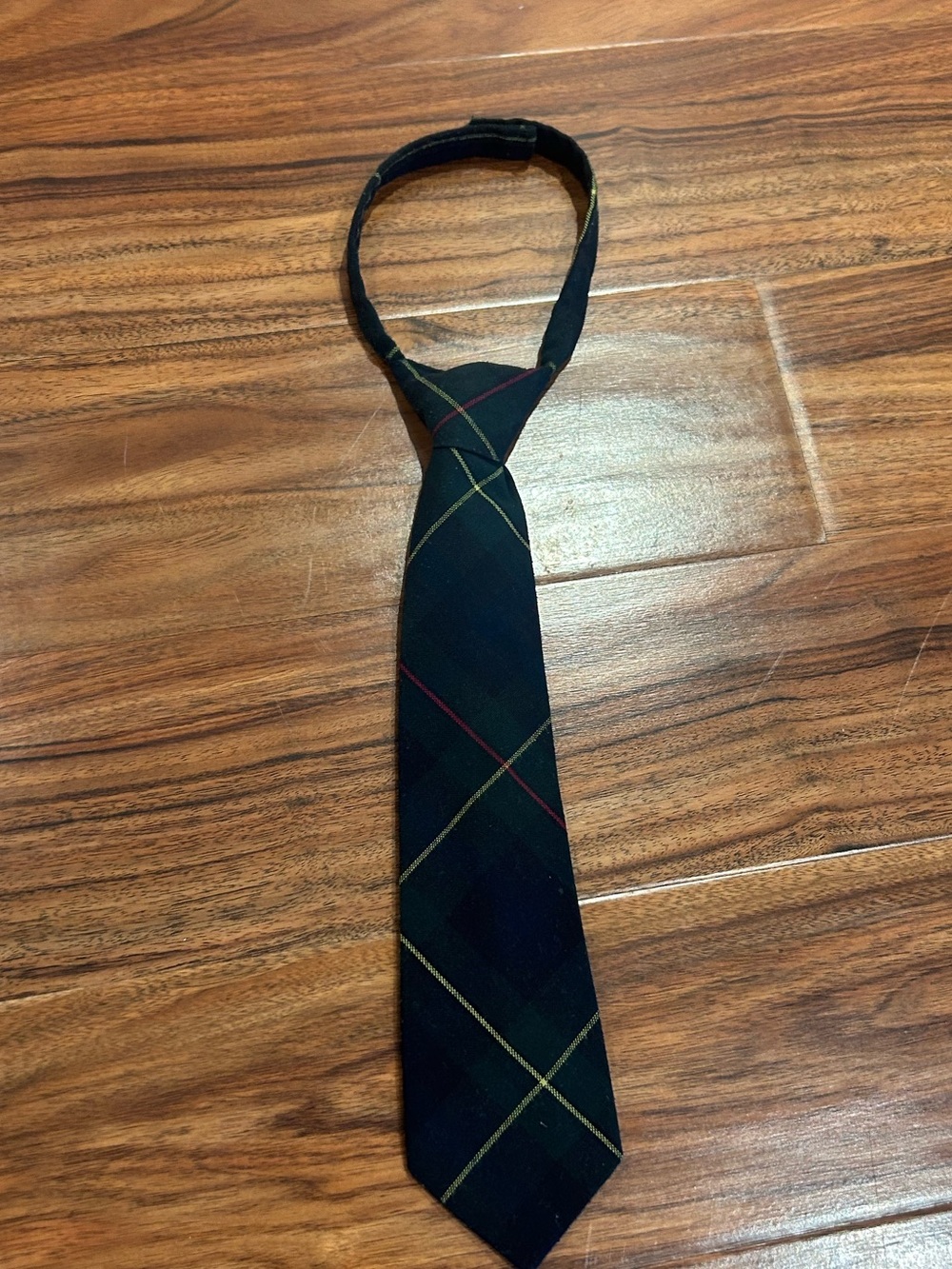 French toast plaid pre-tied velcro close kids tie boys small